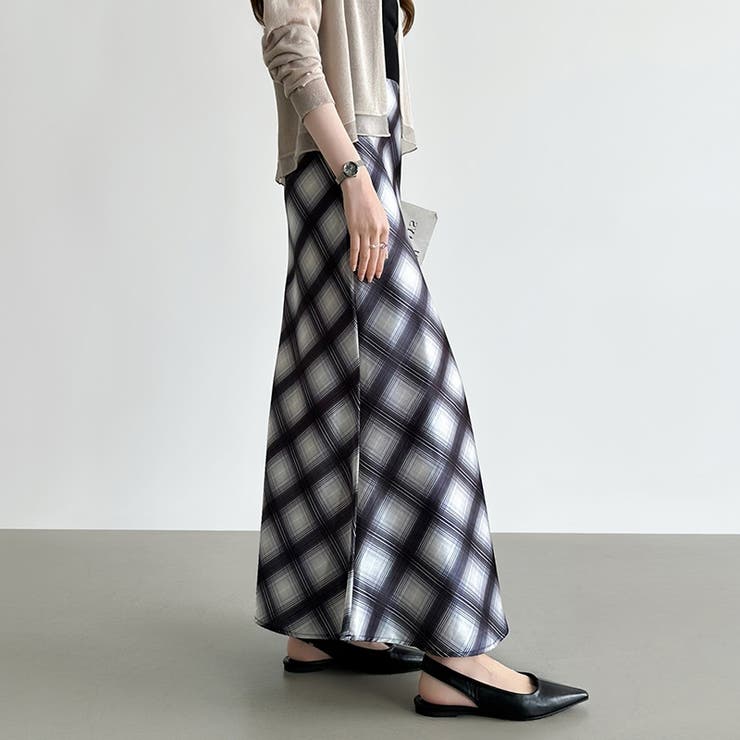 艶めくチェック柄マーメイド チェックスカート マーメイドスカート | COCOMOMO | 詳細画像20 