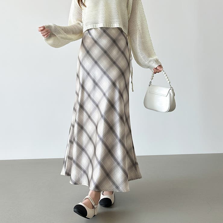 艶めくチェック柄マーメイド チェックスカート マーメイドスカート | COCOMOMO | 詳細画像3 