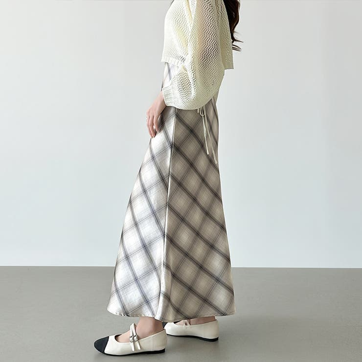 艶めくチェック柄マーメイド チェックスカート マーメイドスカート | COCOMOMO | 詳細画像7 