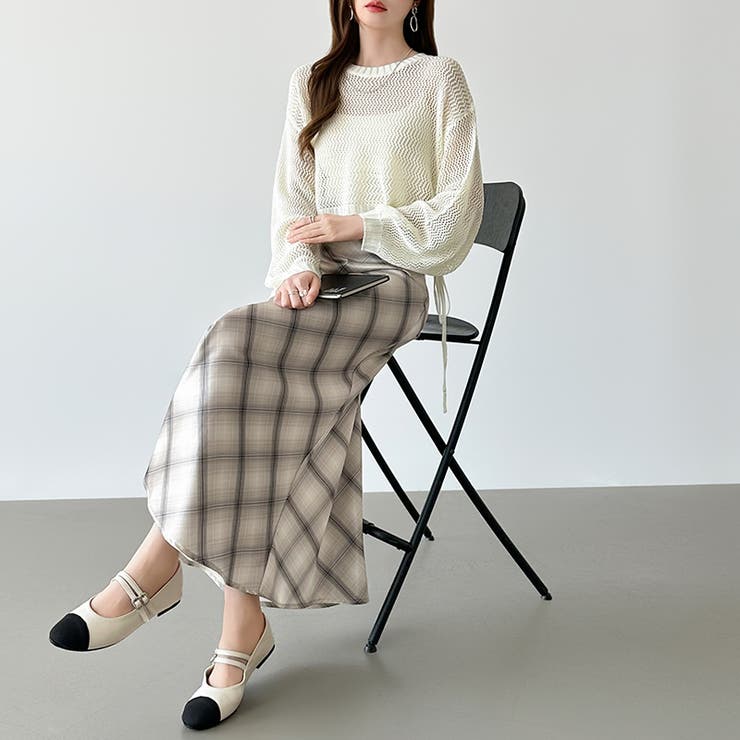 艶めくチェック柄マーメイド チェックスカート マーメイドスカート | COCOMOMO | 詳細画像9 
