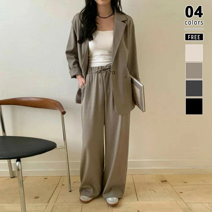 ライトブラウン | 大人のこなれ感 セットアップ パンツスーツ | COCOMOMO