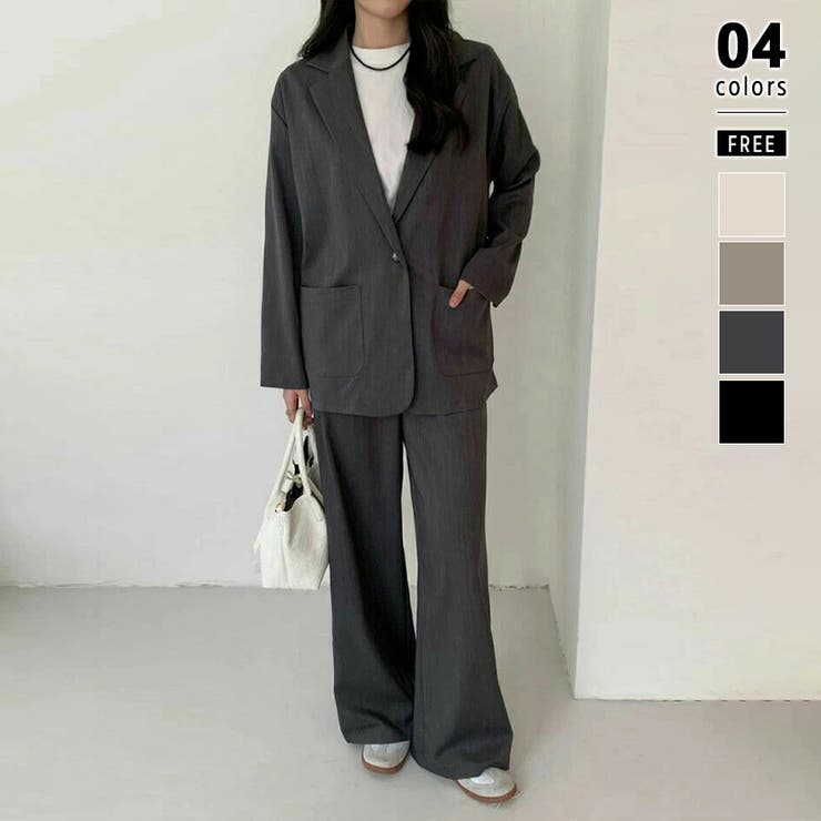 グレー | 大人のこなれ感 セットアップ パンツスーツ | COCOMOMO
