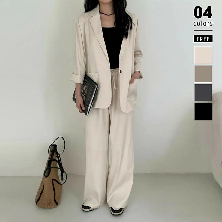 アイボリー | 大人のこなれ感 セットアップ パンツスーツ | COCOMOMO
