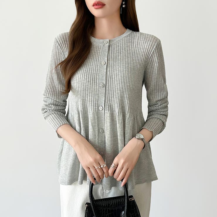 リブ×ペプラムのシアーカーディガン ペプラムカーディガン カーディガン | COCOMOMO | 詳細画像10 