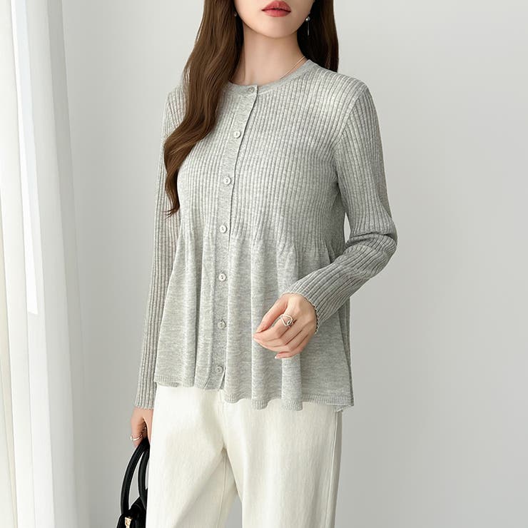 リブ×ペプラムのシアーカーディガン ペプラムカーディガン カーディガン | COCOMOMO | 詳細画像11 