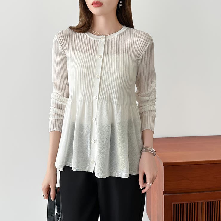 リブ×ペプラムのシアーカーディガン ペプラムカーディガン カーディガン | COCOMOMO | 詳細画像17 