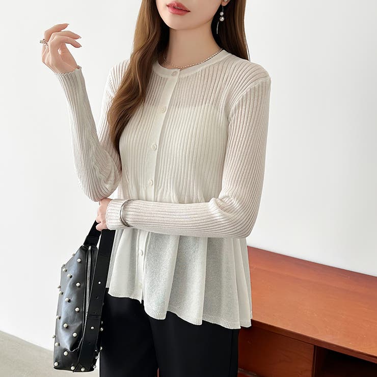 リブ×ペプラムのシアーカーディガン ペプラムカーディガン カーディガン | COCOMOMO | 詳細画像20 