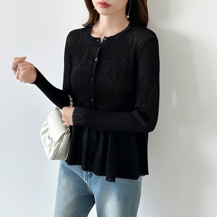 リブ×ペプラムのシアーカーディガン ペプラムカーディガン カーディガン | COCOMOMO | 詳細画像22 