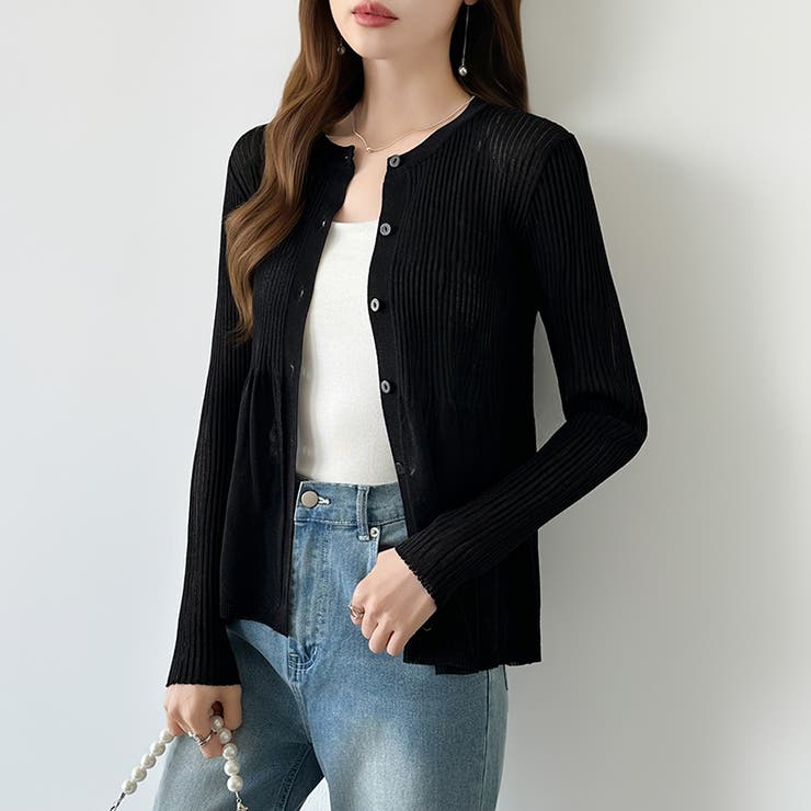 リブ×ペプラムのシアーカーディガン ペプラムカーディガン カーディガン | COCOMOMO | 詳細画像24 