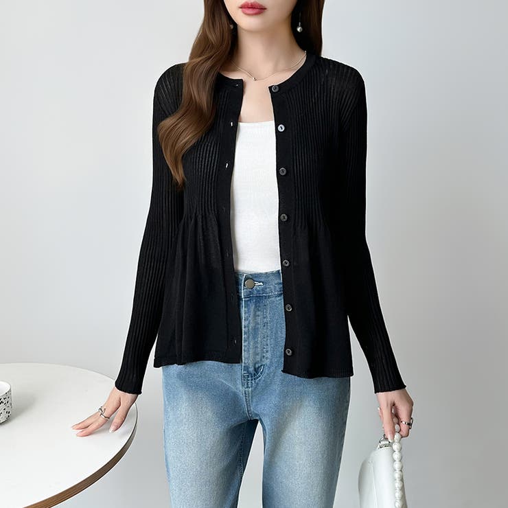 リブ×ペプラムのシアーカーディガン ペプラムカーディガン カーディガン | COCOMOMO | 詳細画像25 