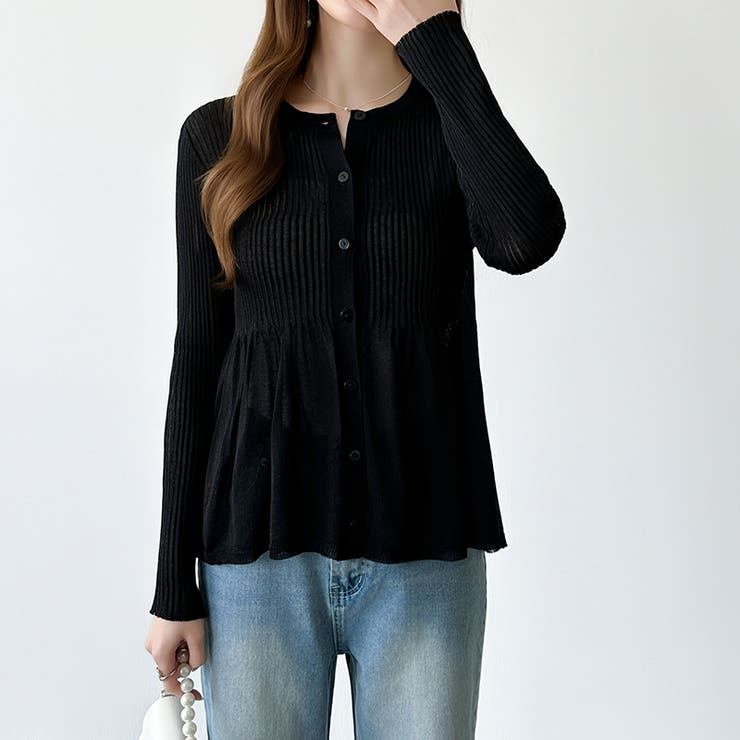 リブ×ペプラムのシアーカーディガン ペプラムカーディガン カーディガン | COCOMOMO | 詳細画像26 