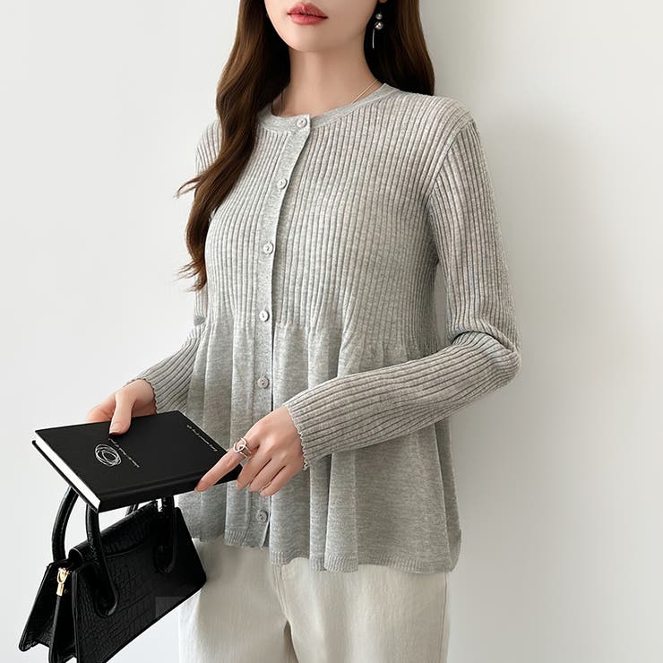 リブ×ペプラムのシアーカーディガン ペプラムカーディガン カーディガン | COCOMOMO | 詳細画像3 