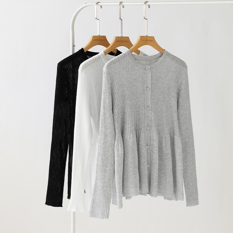 リブ×ペプラムのシアーカーディガン ペプラムカーディガン カーディガン | COCOMOMO | 詳細画像30 