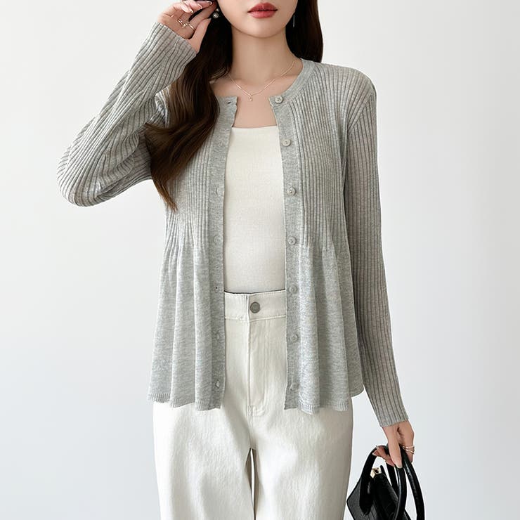 リブ×ペプラムのシアーカーディガン ペプラムカーディガン カーディガン | COCOMOMO | 詳細画像6 