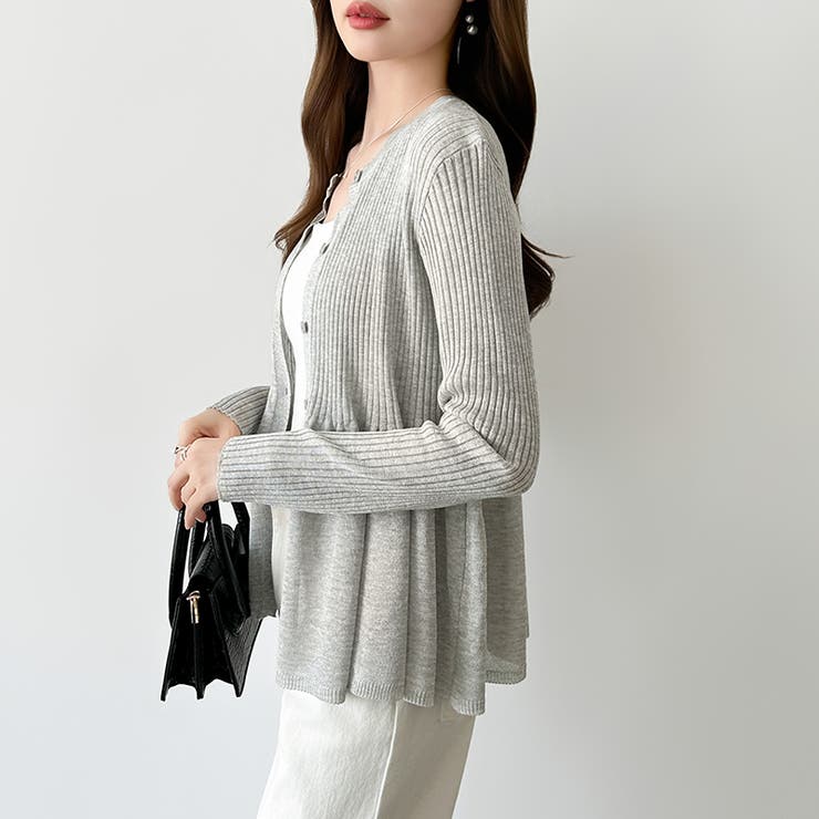 リブ×ペプラムのシアーカーディガン ペプラムカーディガン カーディガン | COCOMOMO | 詳細画像7 