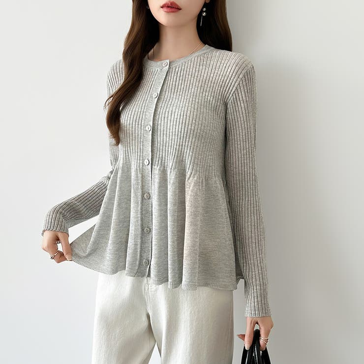 リブ×ペプラムのシアーカーディガン ペプラムカーディガン カーディガン | COCOMOMO | 詳細画像8 