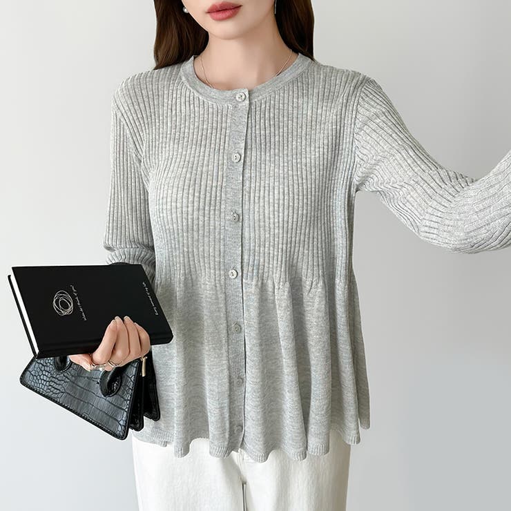 リブ×ペプラムのシアーカーディガン ペプラムカーディガン カーディガン | COCOMOMO | 詳細画像9 