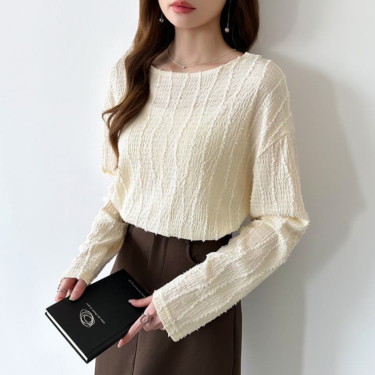 フリンジジャガード カットソー ロンT | COCOMOMO | 詳細画像10 