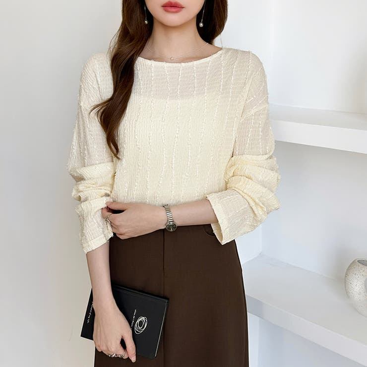 フリンジジャガード カットソー ロンT | COCOMOMO | 詳細画像11 