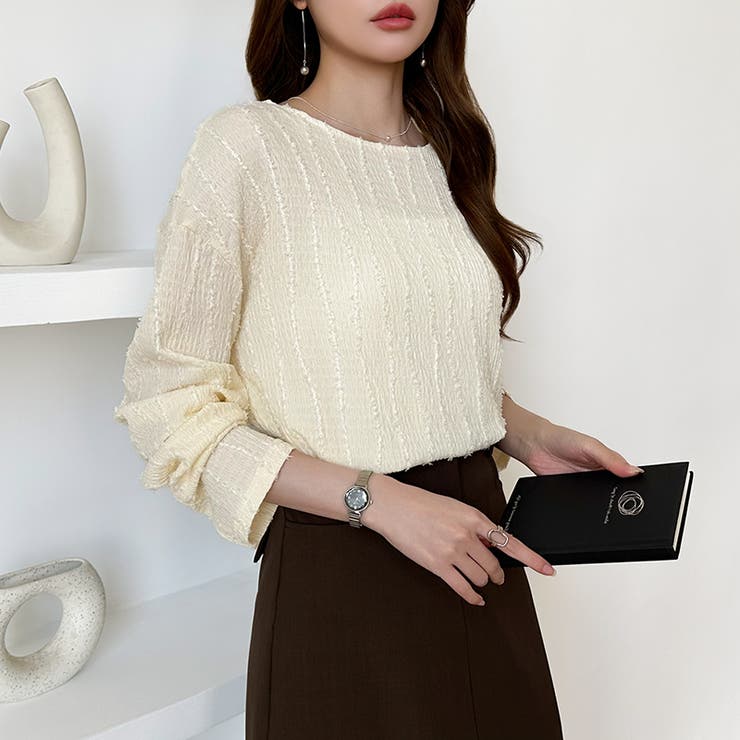 フリンジジャガード カットソー ロンT | COCOMOMO | 詳細画像12 