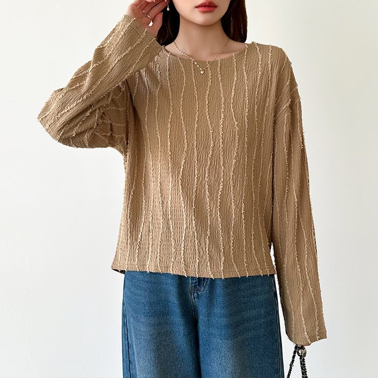 フリンジジャガード カットソー ロンT | COCOMOMO | 詳細画像17 