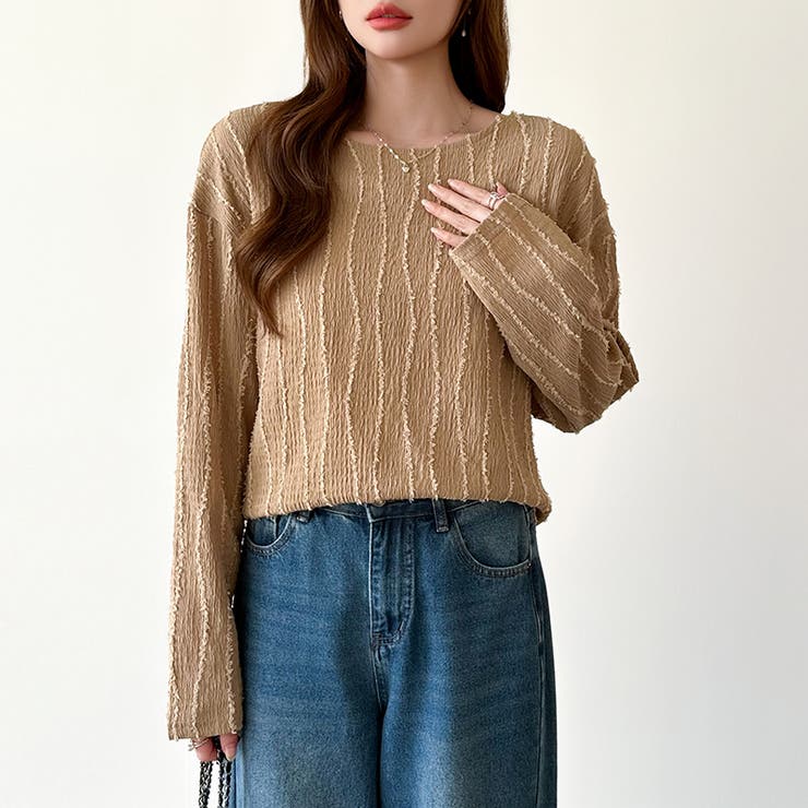 フリンジジャガード カットソー ロンT | COCOMOMO | 詳細画像19 