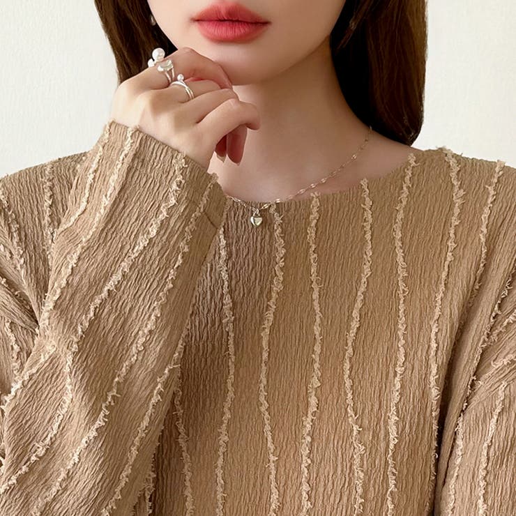 フリンジジャガード カットソー ロンT | COCOMOMO | 詳細画像20 