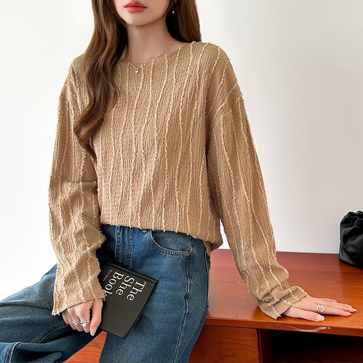 フリンジジャガード カットソー ロンT | COCOMOMO | 詳細画像22 