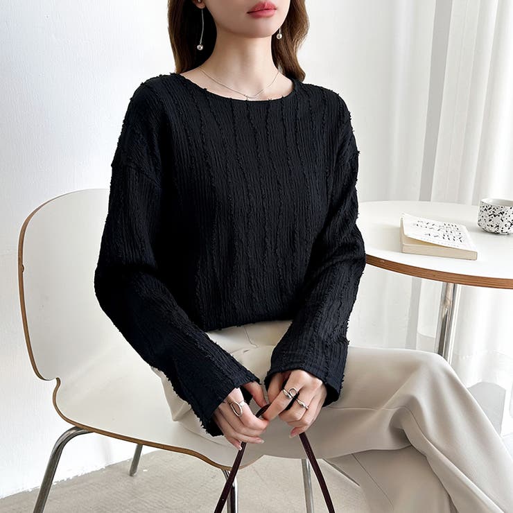 フリンジジャガード カットソー ロンT | COCOMOMO | 詳細画像29 