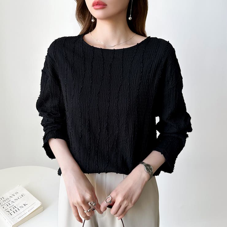 フリンジジャガード カットソー ロンT | COCOMOMO | 詳細画像30 