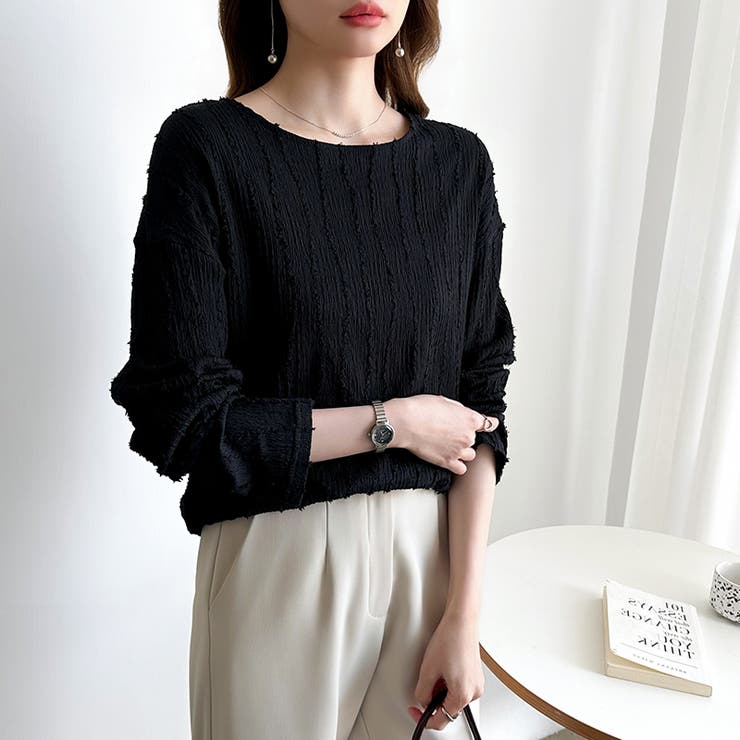 フリンジジャガード カットソー ロンT | COCOMOMO | 詳細画像32 