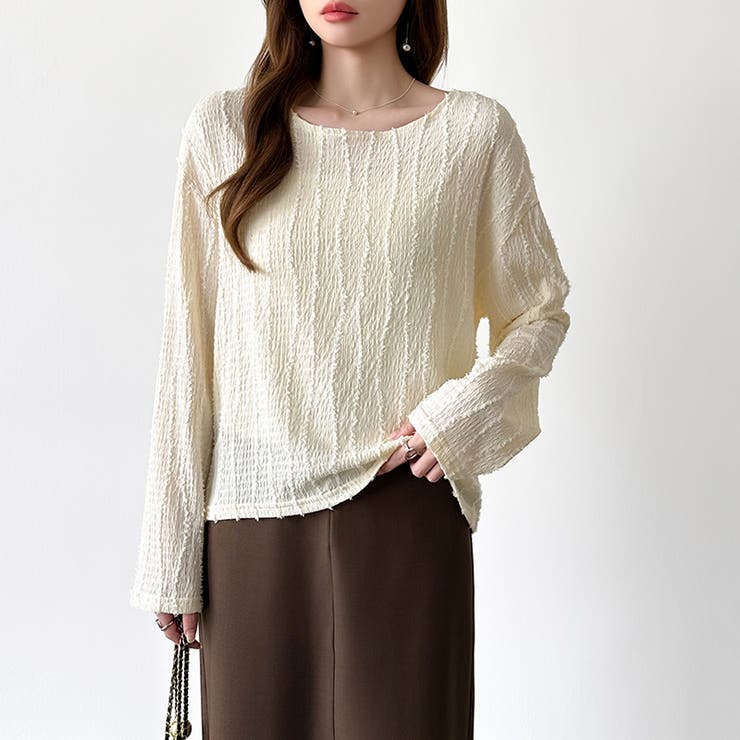 フリンジジャガード カットソー ロンT | COCOMOMO | 詳細画像6 