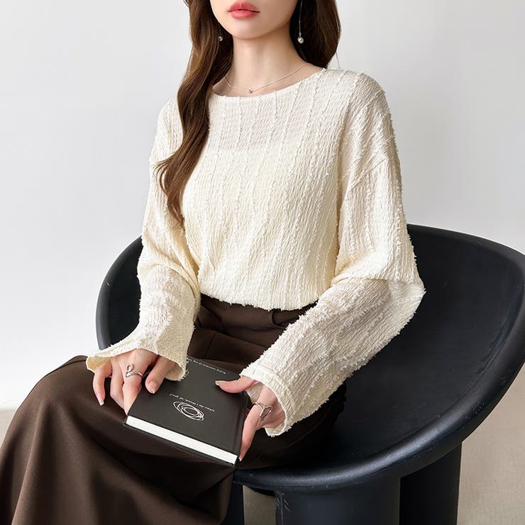 フリンジジャガード カットソー ロンT | COCOMOMO | 詳細画像8 