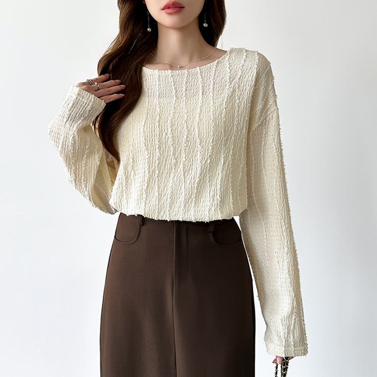 フリンジジャガード カットソー ロンT | COCOMOMO | 詳細画像9 