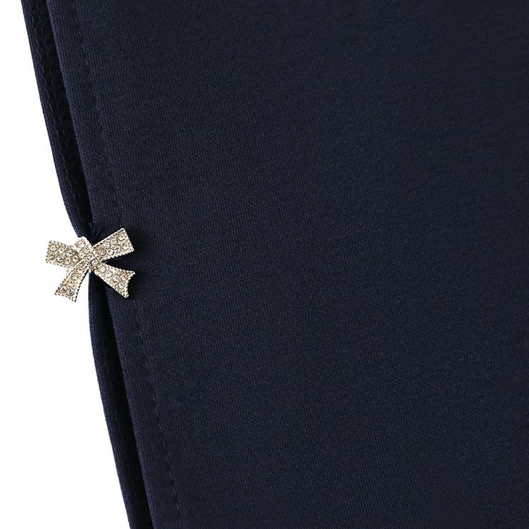 ちら見せストライプレイヤード風トップス スウェット ビジューリボン | COCOMOMO | 詳細画像12 