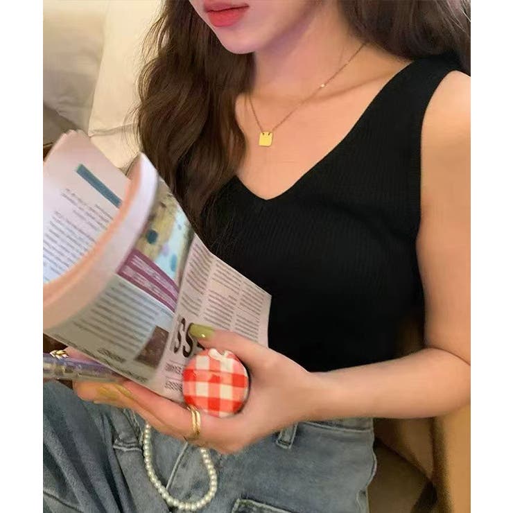 【インナーにもトップスにも】前後2wayリブタンクトップ タンクトップ Vネック | COCOMOMO | 詳細画像10 