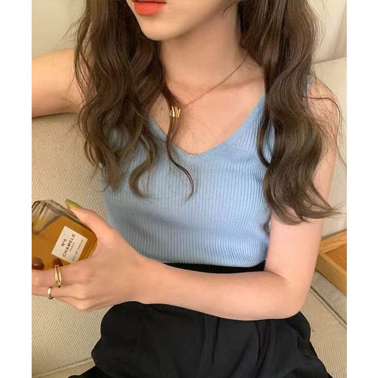 【インナーにもトップスにも】前後2wayリブタンクトップ タンクトップ Vネック | COCOMOMO | 詳細画像21 