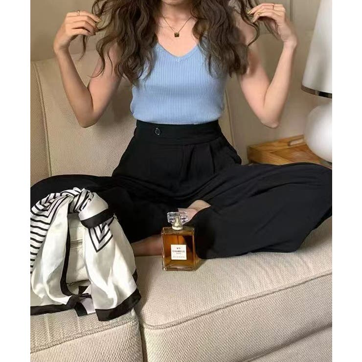 【インナーにもトップスにも】前後2wayリブタンクトップ タンクトップ Vネック | COCOMOMO | 詳細画像23 