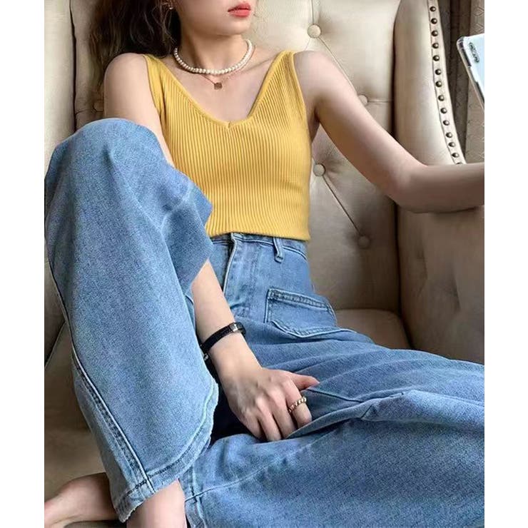 【インナーにもトップスにも】前後2wayリブタンクトップ タンクトップ Vネック | COCOMOMO | 詳細画像27 