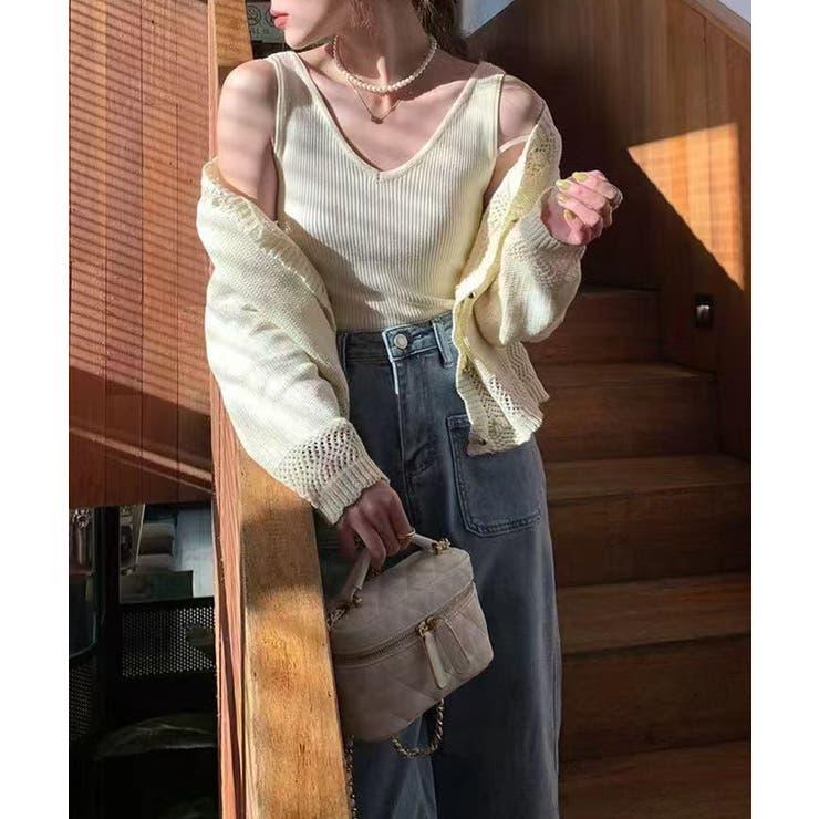 【インナーにもトップスにも】前後2wayリブタンクトップ タンクトップ Vネック | COCOMOMO | 詳細画像35 