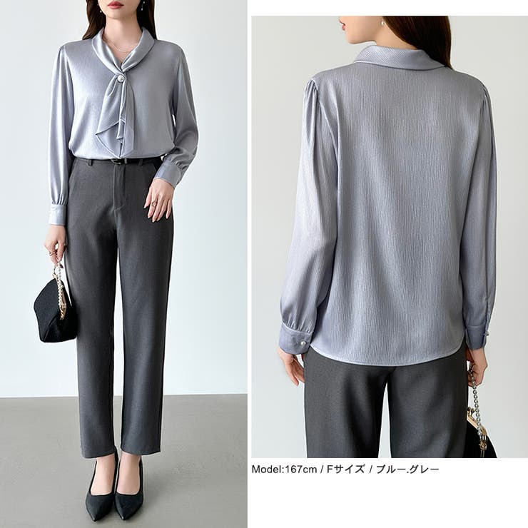 【アクセいらずで華やぐ】パール付きブラウス ボウタイブラウス ブラウス | COCOMOMO | 詳細画像31 