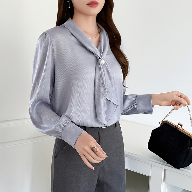 【アクセいらずで華やぐ】パール付きブラウス ボウタイブラウス ブラウス | COCOMOMO | 詳細画像37 