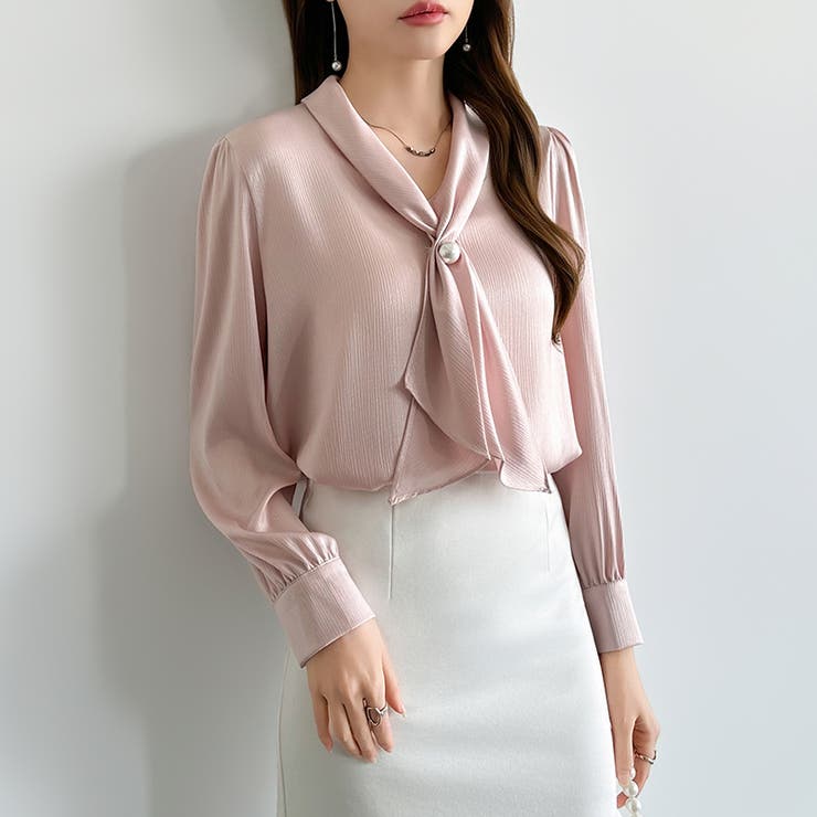 【アクセいらずで華やぐ】パール付きブラウス ボウタイブラウス ブラウス | COCOMOMO | 詳細画像39 