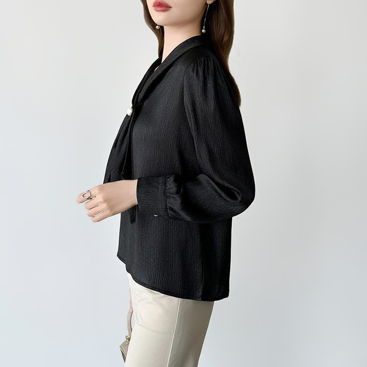 【アクセいらずで華やぐ】パール付きブラウス ボウタイブラウス ブラウス | COCOMOMO | 詳細画像52 