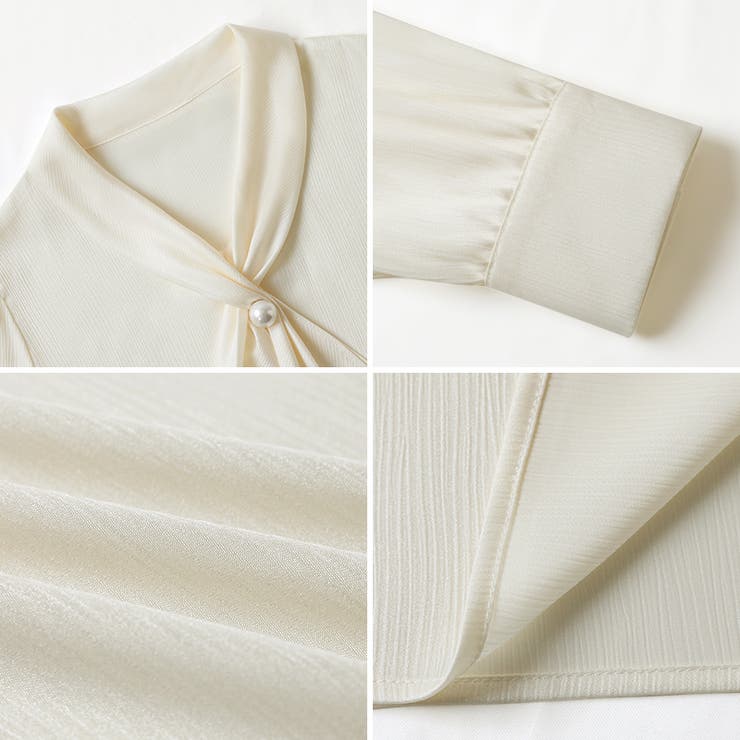 【アクセいらずで華やぐ】パール付きブラウス ボウタイブラウス ブラウス | COCOMOMO | 詳細画像58 