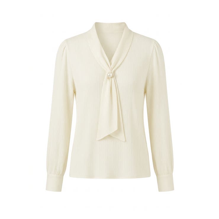 【アクセいらずで華やぐ】パール付きブラウス ボウタイブラウス ブラウス | COCOMOMO | 詳細画像62 