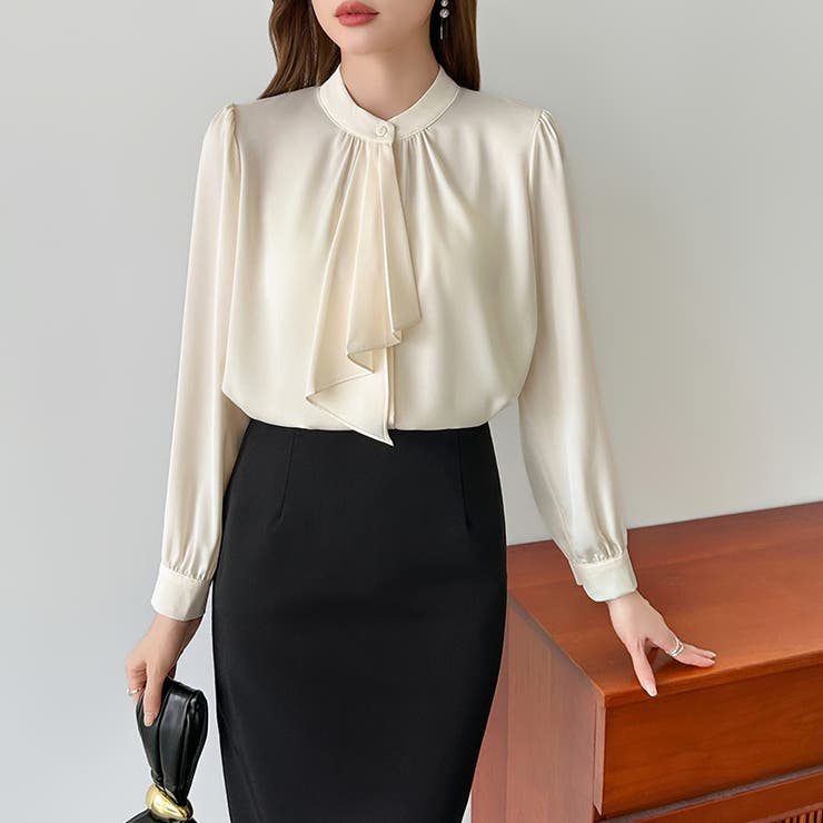 【フロントドレープで結ばず即 華やか】 スカーフタイブラウス | COCOMOMO | 詳細画像10 