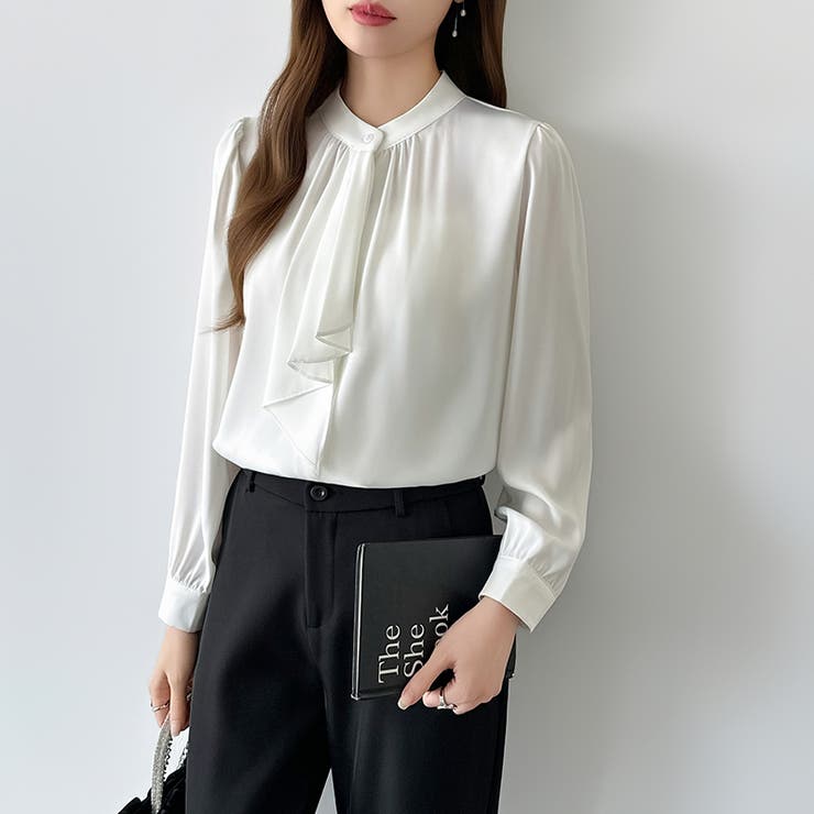 【フロントドレープで結ばず即 華やか】 スカーフタイブラウス | COCOMOMO | 詳細画像12 