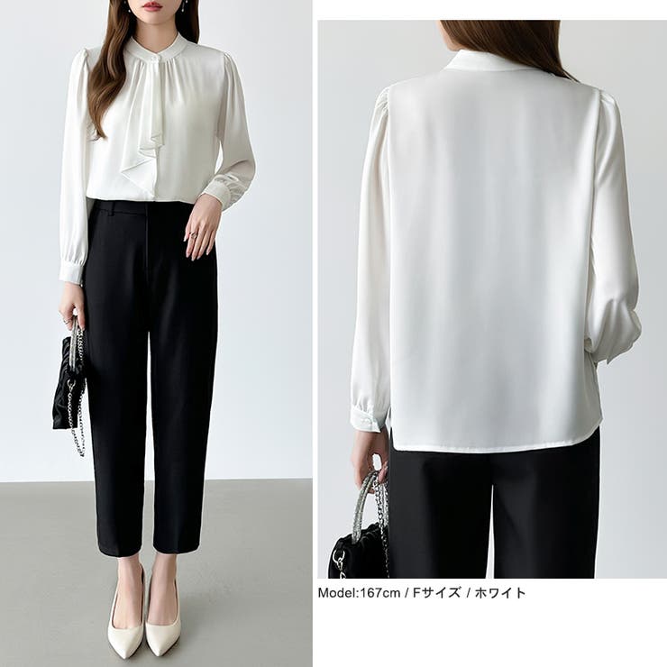 【フロントドレープで結ばず即 華やか】 スカーフタイブラウス | COCOMOMO | 詳細画像13 