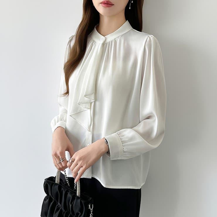 【フロントドレープで結ばず即 華やか】 スカーフタイブラウス | COCOMOMO | 詳細画像15 